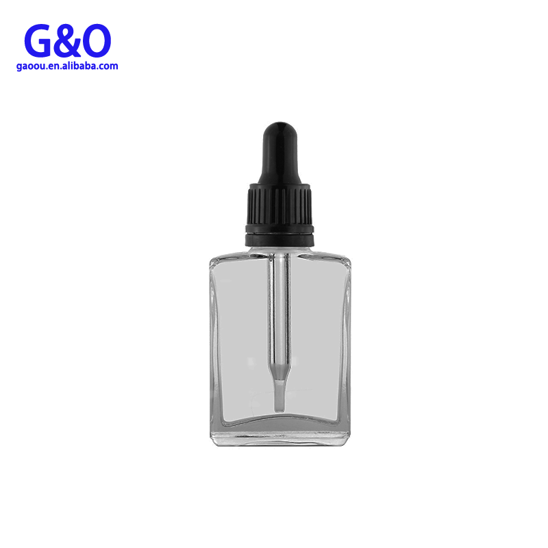 30ml frosted black square glass bottle with Euro dropper cap 1oz matte black beard oil container glass essential oil vial