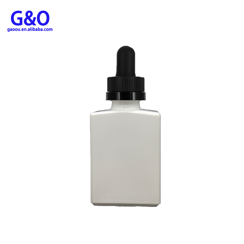 30ml frosted black square glass bottle with Euro dropper cap 1oz matte black beard oil container glass essential oil vial