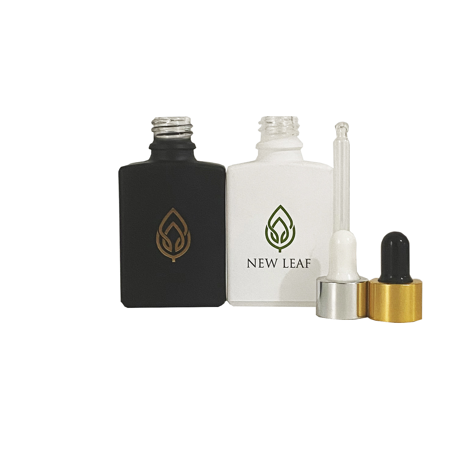 30ml frosted black/white essential oil bottle aluminum dropper plastic tip 1oz cosmetic bottle glass smoke oil bottle