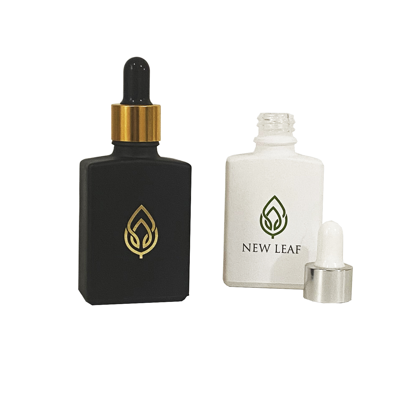 30ml frosted black/white essential oil bottle aluminum dropper plastic tip 1oz cosmetic bottle glass smoke oil bottle