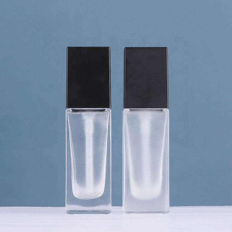 30ml frosted clear cosmetic essence sunscreen bottles container BB cream square glass liquid foundation lotion bottle
