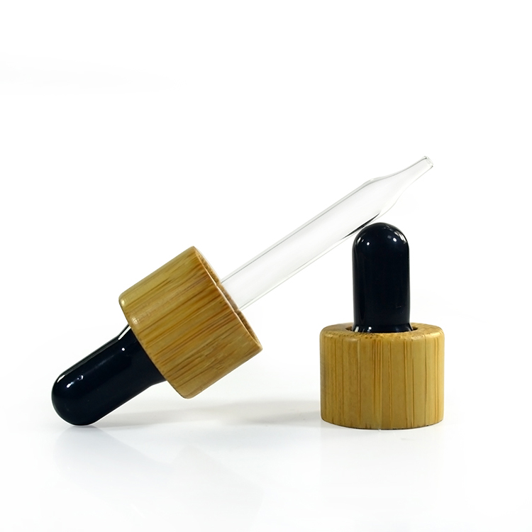 30ml frosted clear matte black square rectangle essential oil glass dropper bottle with bamboo lid
