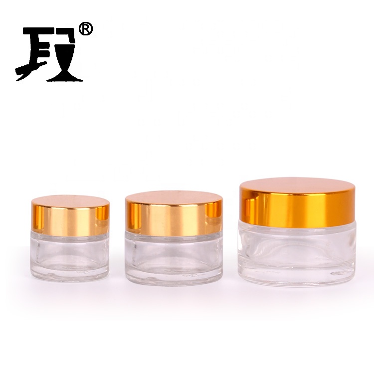 30ml frosted cream glass jars with golden lids glass jar