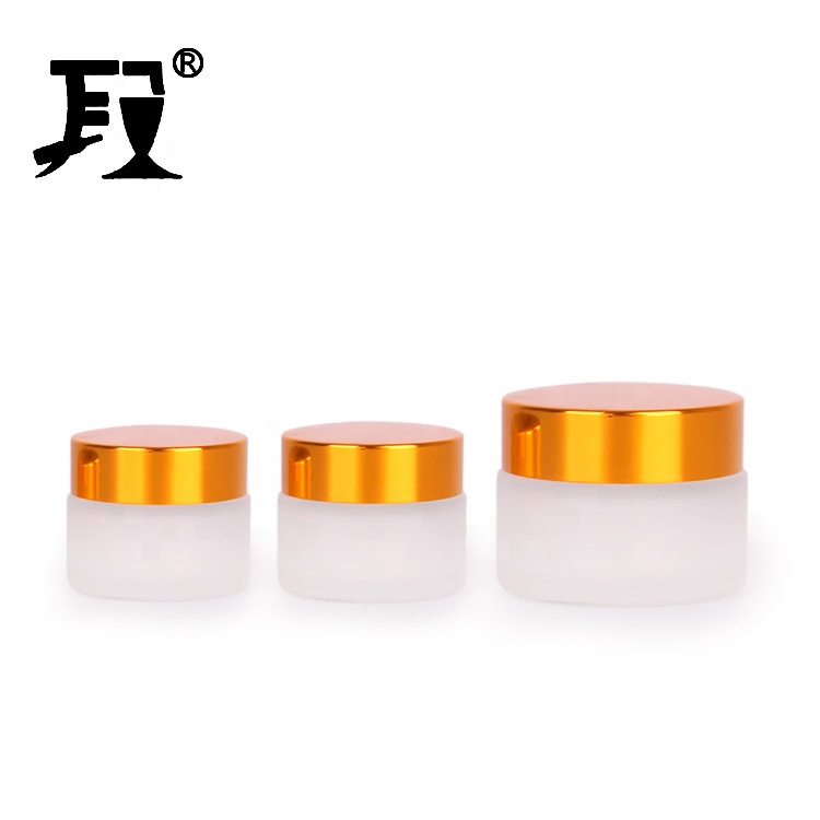 30ml frosted cream glass jars with golden lids glass jar