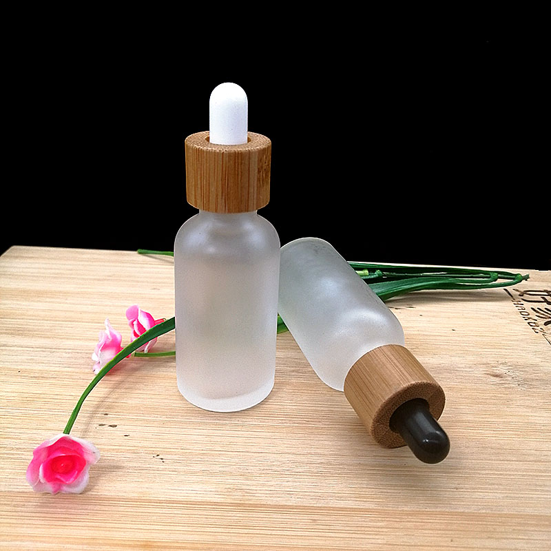 30ml frosted glass dropper bottle eco-friendly bamboo lid essential oil Pipette bottles cosmetic packaging container