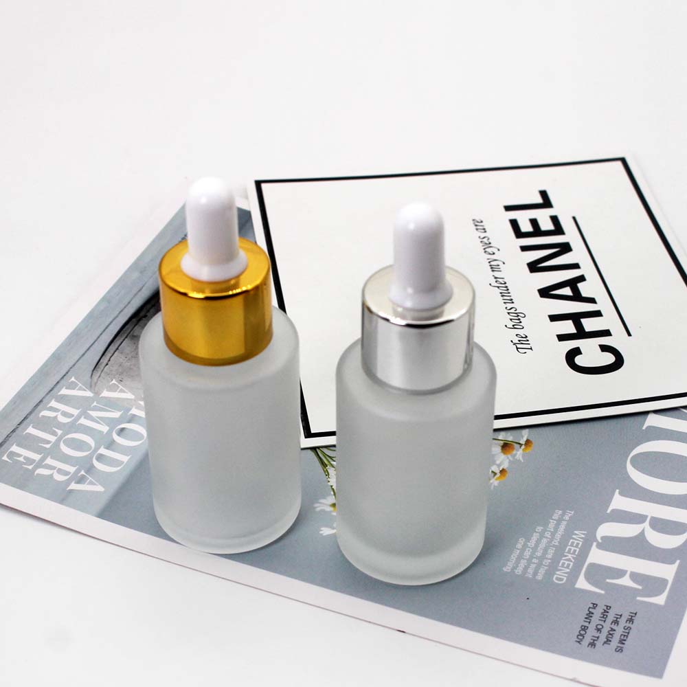 30ml frosted glass flat shoulder dropper empty bottle cosmetic skin care essential oil essence packaging container