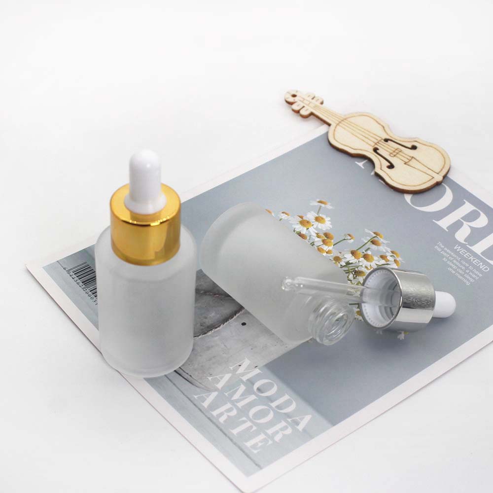 30ml frosted glass flat shoulder dropper empty bottle cosmetic skin care essential oil essence packaging container