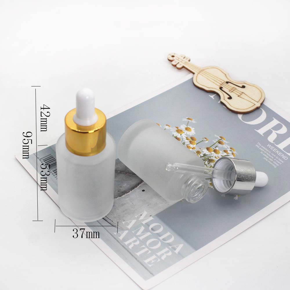 30ml frosted glass flat shoulder dropper empty bottle cosmetic skin care essential oil essence packaging container