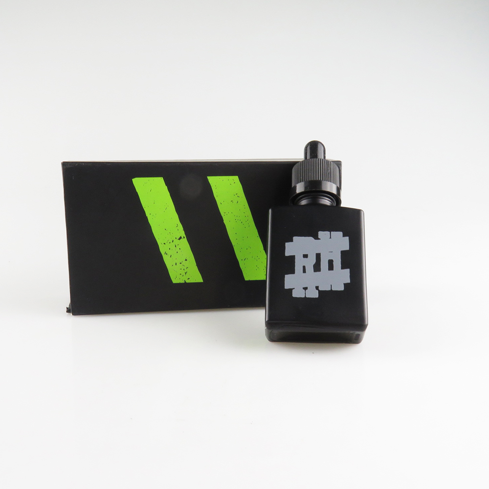 30ml frosted matt black rectangle glass bottle with custom packaging paper box