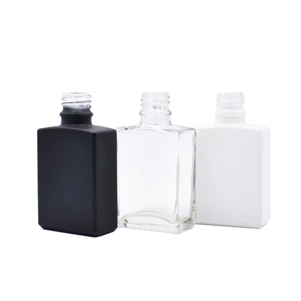 30ml frosted matte black glass rectangular dropper bottle with bamboo lid for glass essential oil bottle