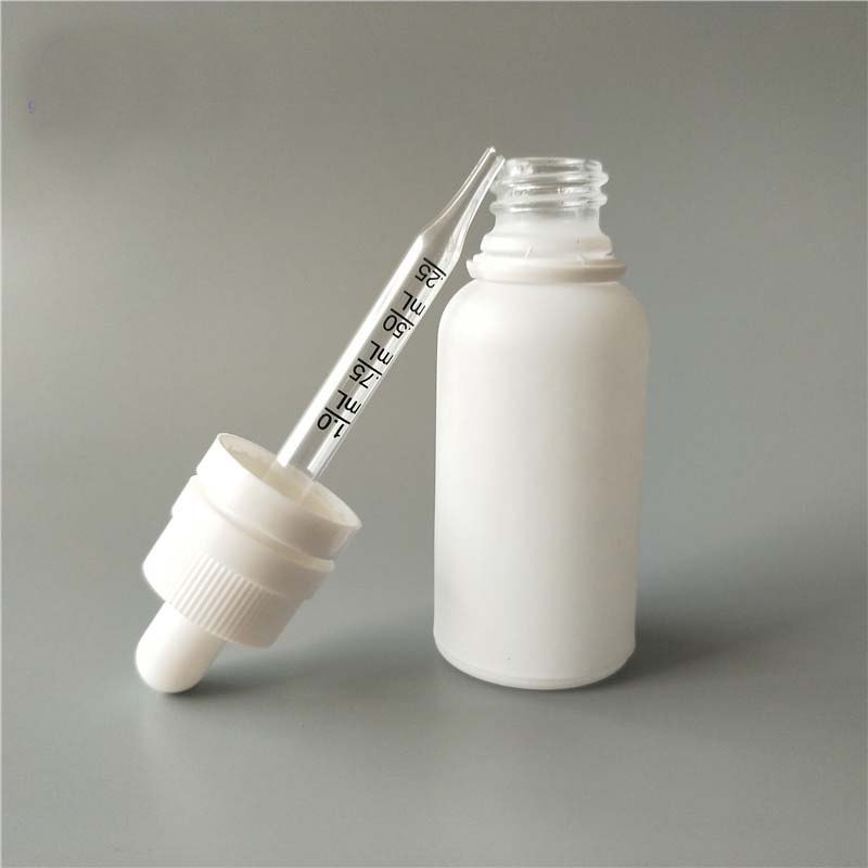 30ml frosted/matte white e liquid bottles with super tamperproof caps 30ml calibrated pipette glass dropper bottles