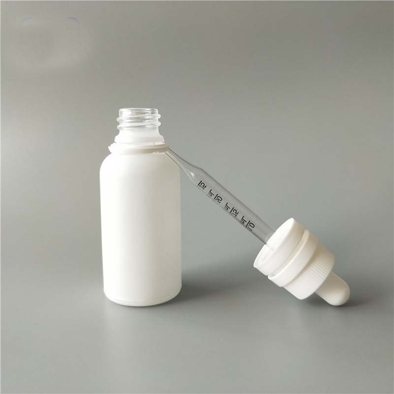 30ml frosted/matte white e liquid bottles with super tamperproof caps 30ml calibrated pipette glass dropper bottles