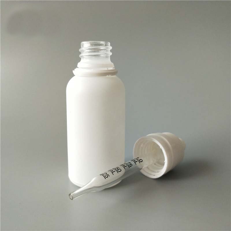30ml frosted/matte white e liquid bottles with super tamperproof caps 30ml calibrated pipette glass dropper bottles