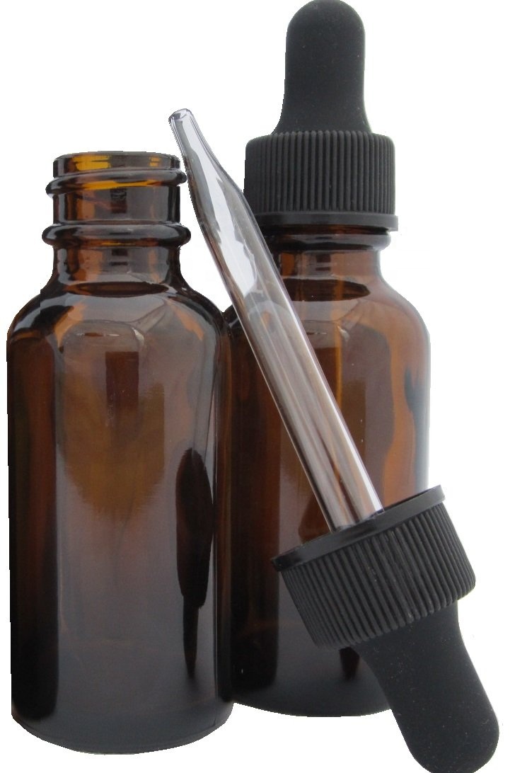 30ml glass bottle with white/ black dropper