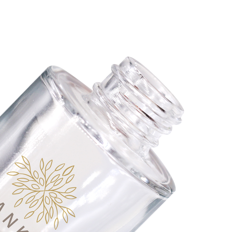 30ml glass cosmetic face serum bottle with golden matte dropper