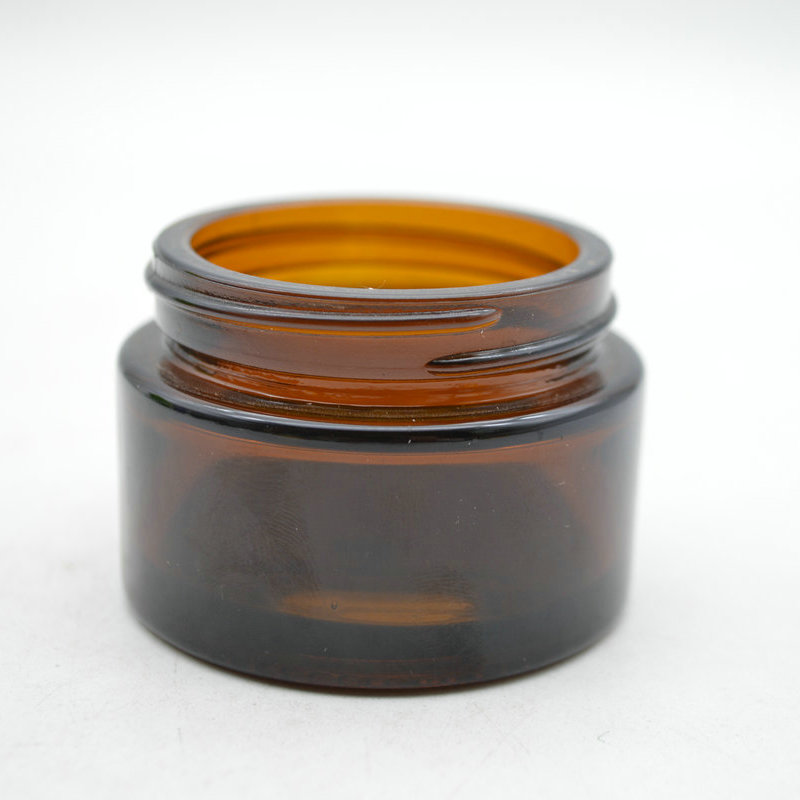 30ml glass empty amber cosmetic jar with silver lid