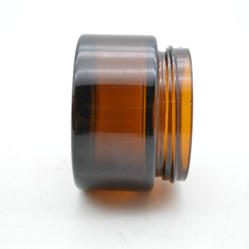 30ml glass empty amber cosmetic jar with silver lid