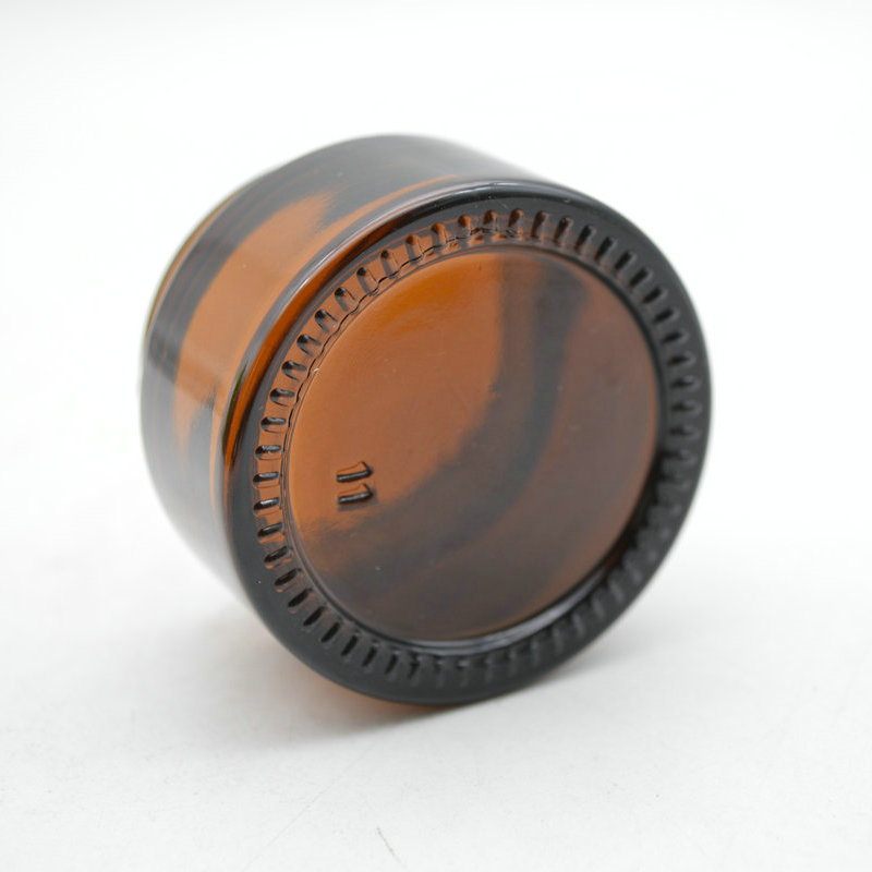 30ml glass empty amber cosmetic jar with silver lid