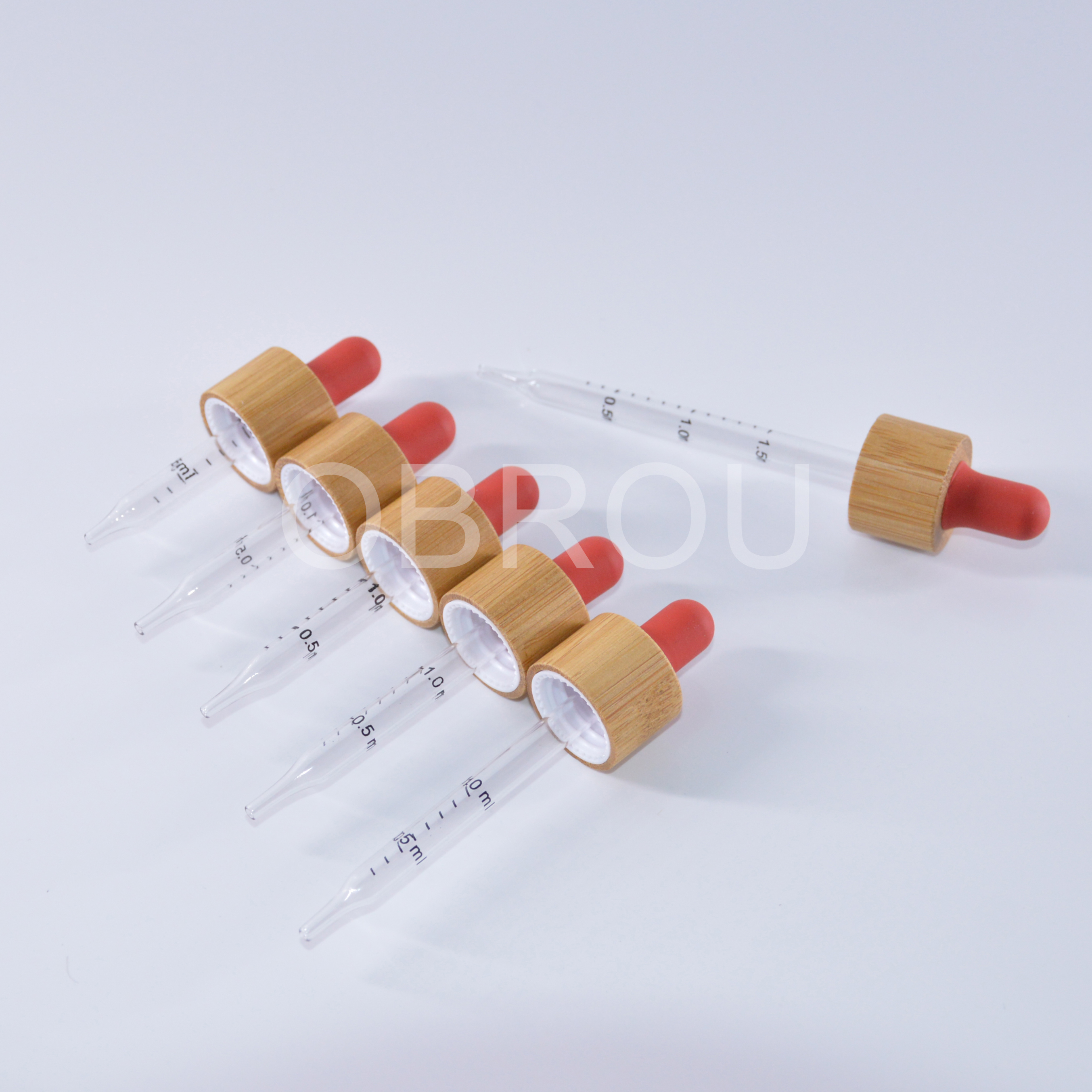 30ml glass essential oil bottle with ml printing dropper CR lid child resistant bamboo cap