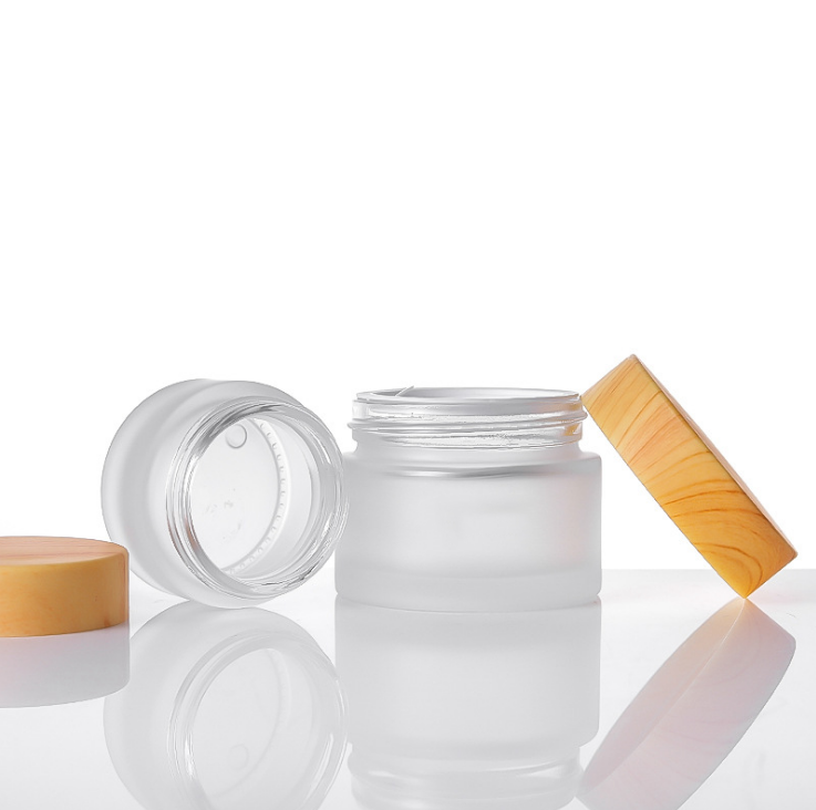 30ml glass jar cosmetics packaging bamboo lid face cream container glass cream cosmetic glass jars with bamboo lid