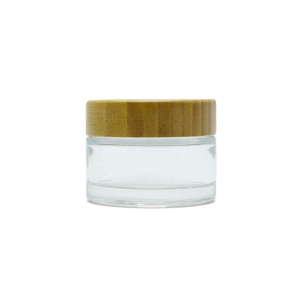 30ml glass jar cosmetics packaging bamboo lid face cream container glass cream jar with bamboo cap GJ-16A