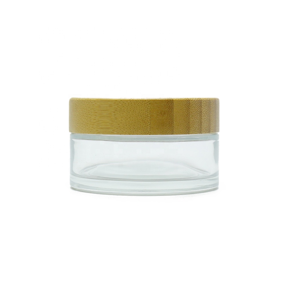 30ml glass jar cosmetics packaging bamboo lid face cream container glass cream jar with bamboo cap GJ-16A