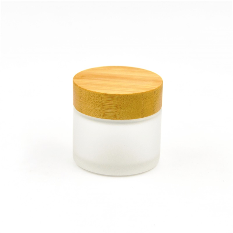 30ml glass jar cosmetics packaging bamboo lid face cream container glass cream jar with bamboo cap