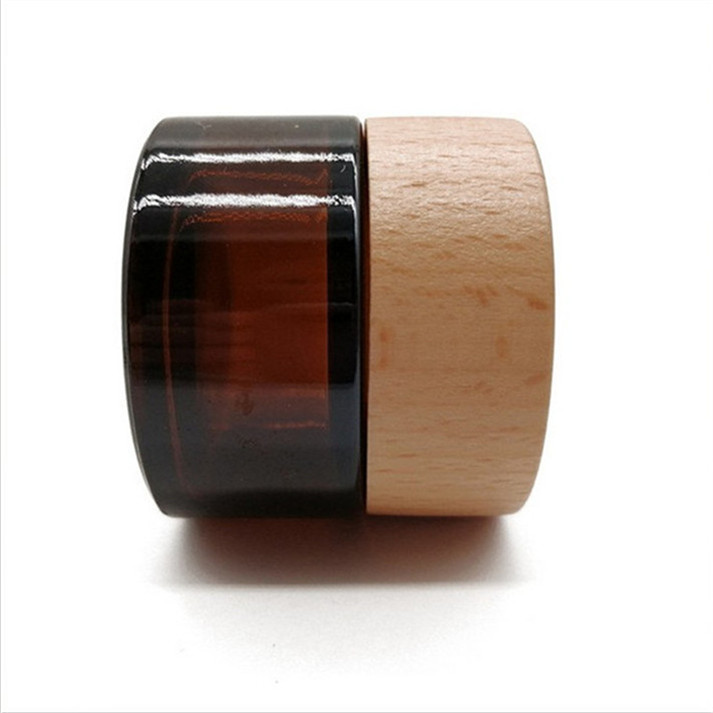 30ml glass jar cosmetics packaging bamboo lid face cream container glass cream jar with bamboo cap