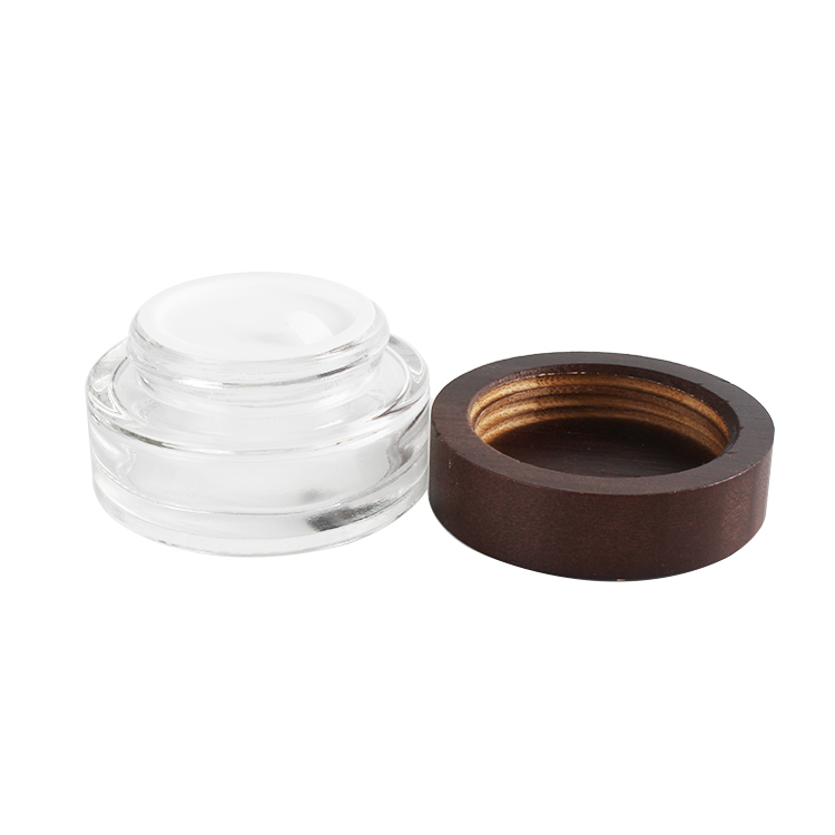 30ml glass jar cosmetics packaging bamboo lid face cream container glass cream jar with bamboo lid