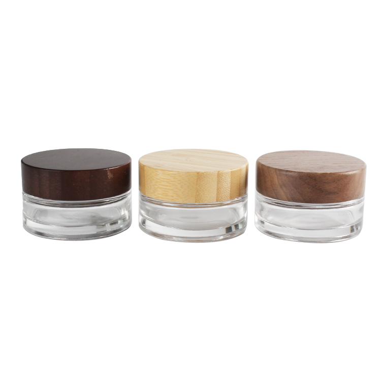 30ml glass jar cosmetics packaging bamboo lid face cream container glass cream jar with bamboo lid