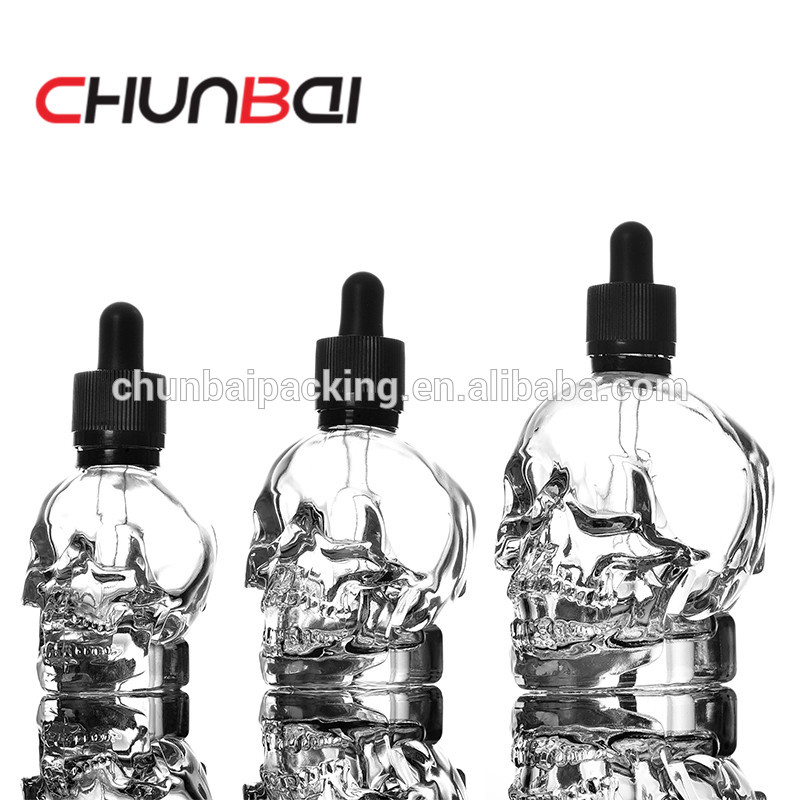 30ml glass skull dropper bottle with childproof cap for e liquid