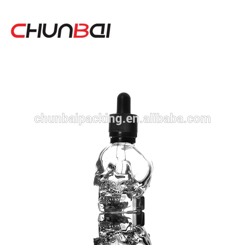 30ml glass skull dropper bottle with childproof cap for e liquid