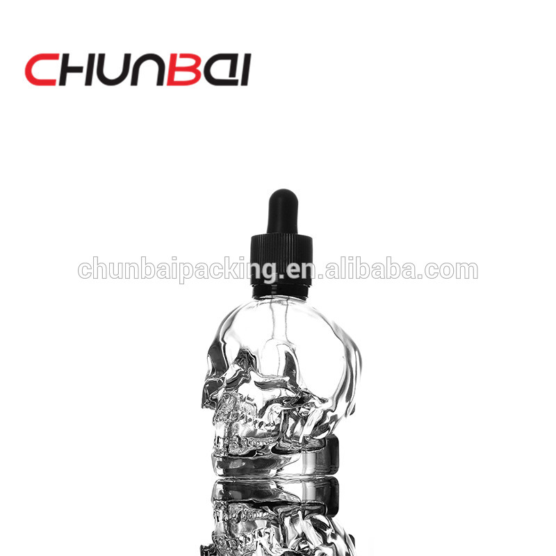 30ml glass skull dropper bottle with childproof cap for e liquid