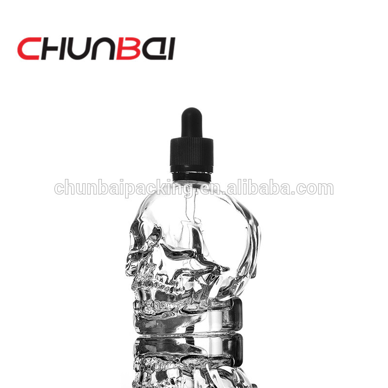 30ml glass skull dropper bottle with childproof cap for e liquid