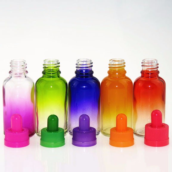 30ml gradient coloured glass vape liquid bottle with dropper