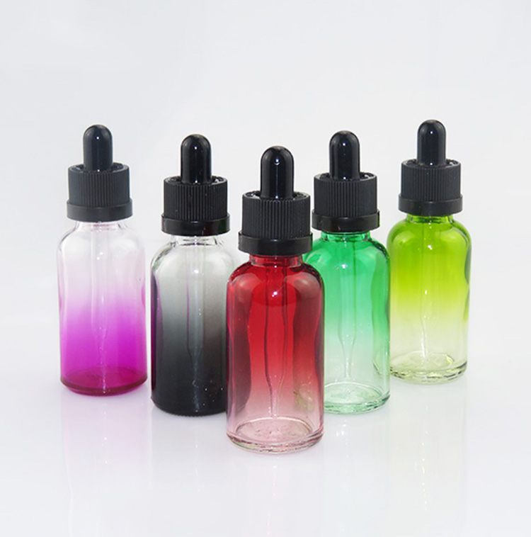 30ml gradient coloured glass vape liquid bottle with dropper
