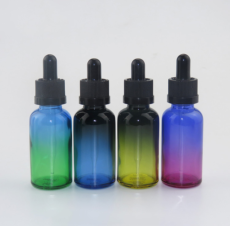 30ml gradient coloured glass vape liquid bottle with dropper