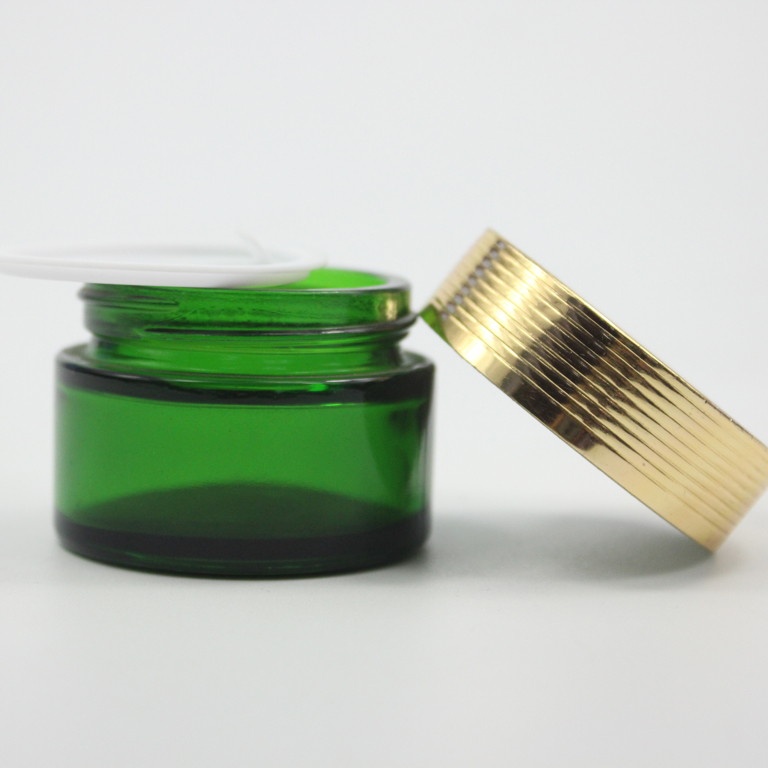 30ml green Wide Neck glass jar for Cosmetic packaging