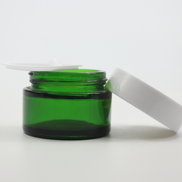 30ml green Wide Neck glass jar for Cosmetic packaging