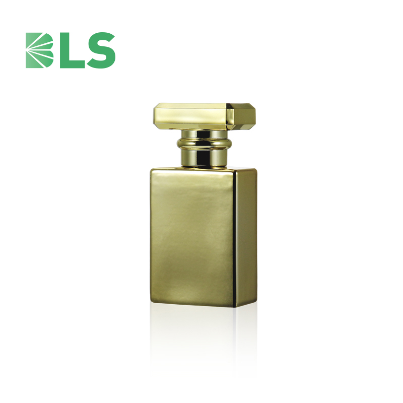 30ml high quality unique flat bottom transparent glass perfume spray bottle with square shape cap