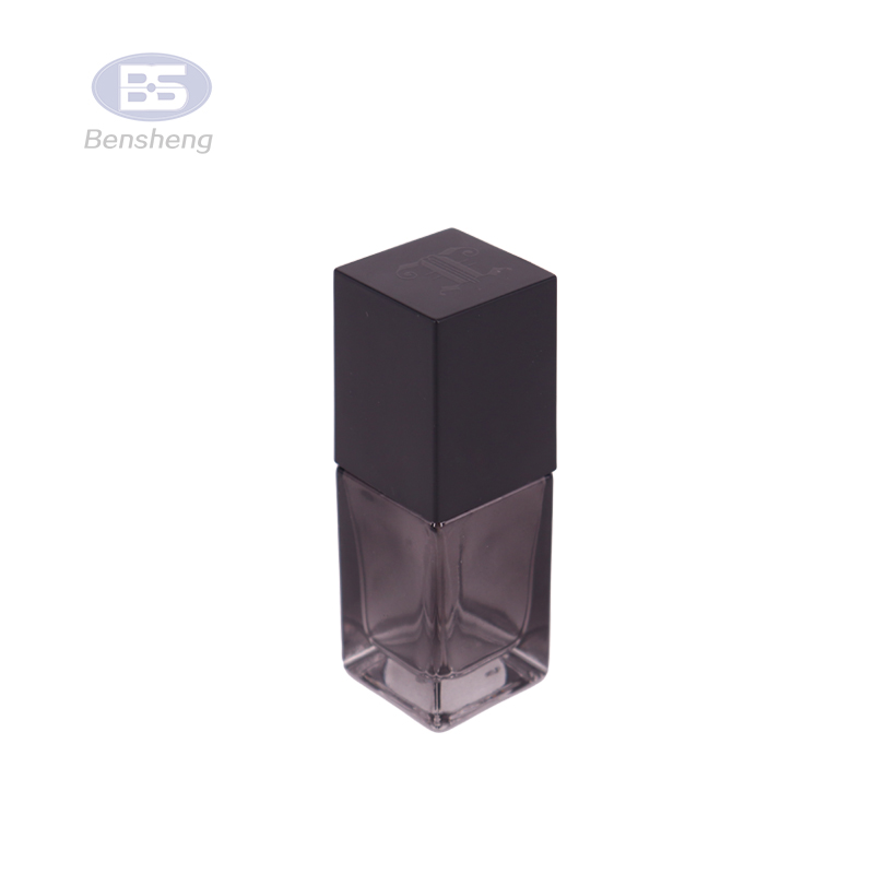 30ml liquid foundation frosted glass bottle Square with black pressing lotion pump cosmetic packaging container