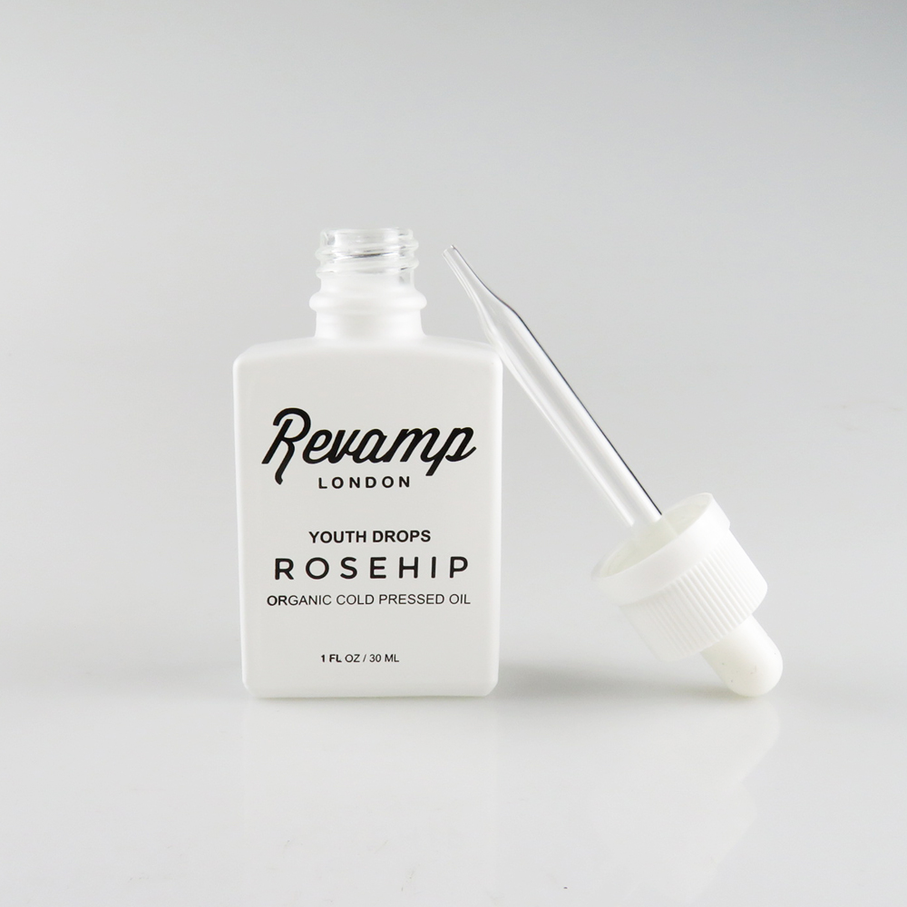 30ml matt frosted white rectangle glass dropper bottle with printing paper box