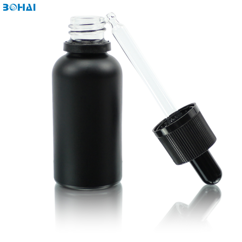 30ml matte black child-proof dropper bottle essential oil empty amber glass bottles