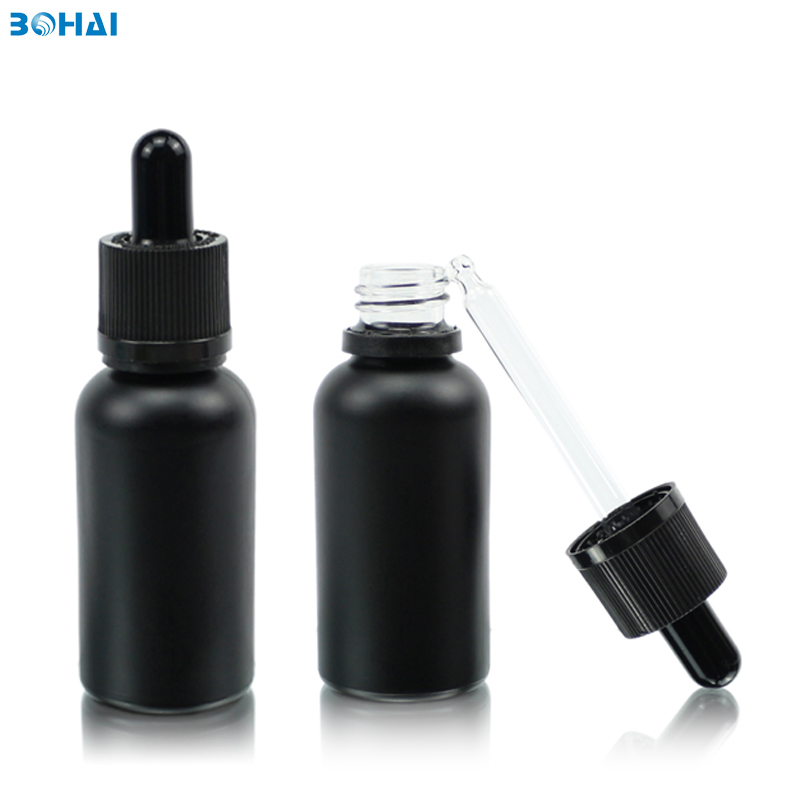 30ml matte black child-proof dropper bottle essential oil empty amber glass bottles