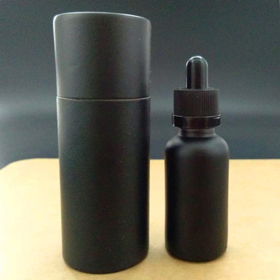 30ml matte black glass dropper bottle for e liquid and essential oil cosmetic packaging with paper tube