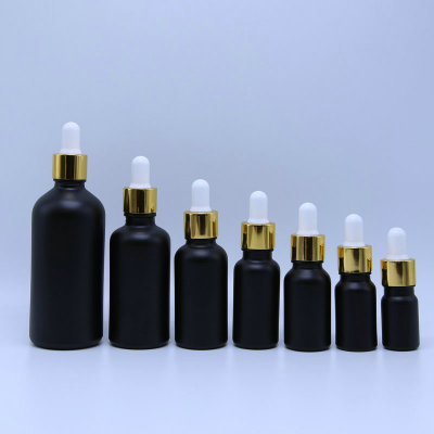 30ml matte black glass dropper bottle for e liquid and essential oil cosmetic packaging with paper tube