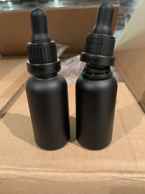 30ml matte black glass dropper bottle for e liquid and essential oil cosmetic packaging with paper tube