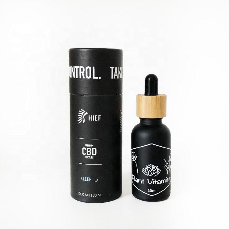 30ml matte black glass dropper bottle with printing for e liquid paper tube