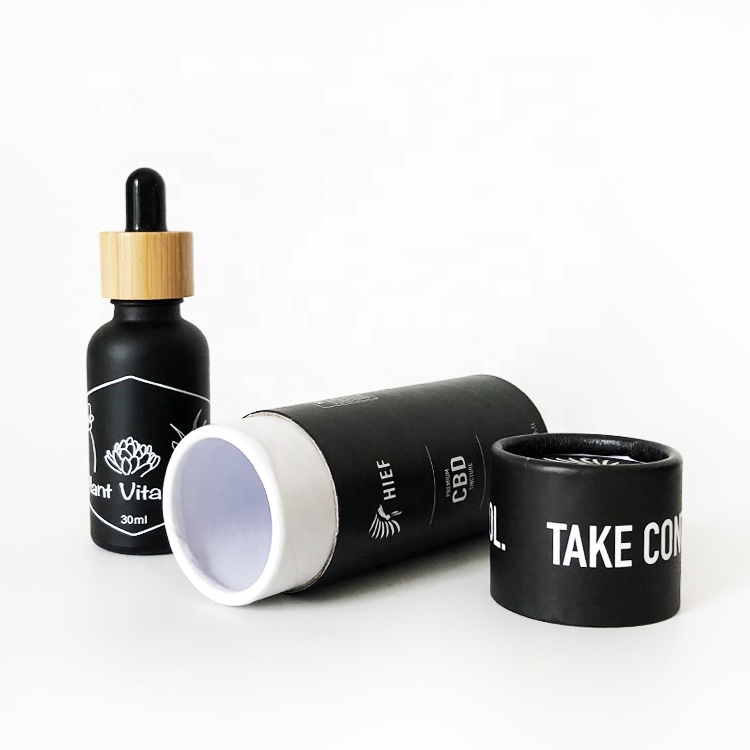 30ml matte black glass dropper bottle with printing for e liquid paper tube