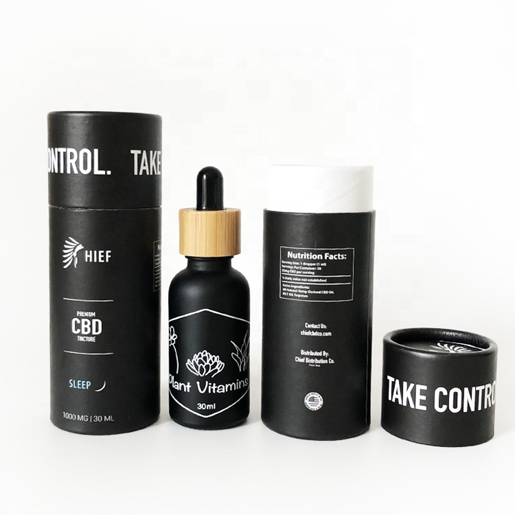 30ml matte black glass dropper bottle with printing for e liquid paper tube